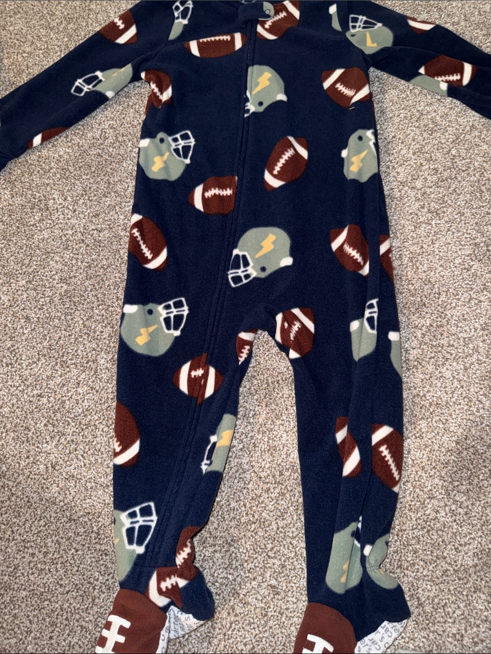 Carter's Navy Football 🏈 Fleece Footie toddler pajamas